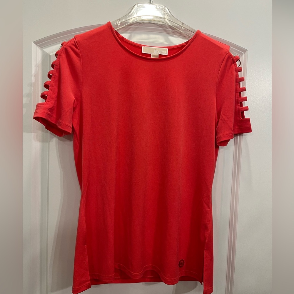 Michael Kors Vibrant Red Short Sleeve Top